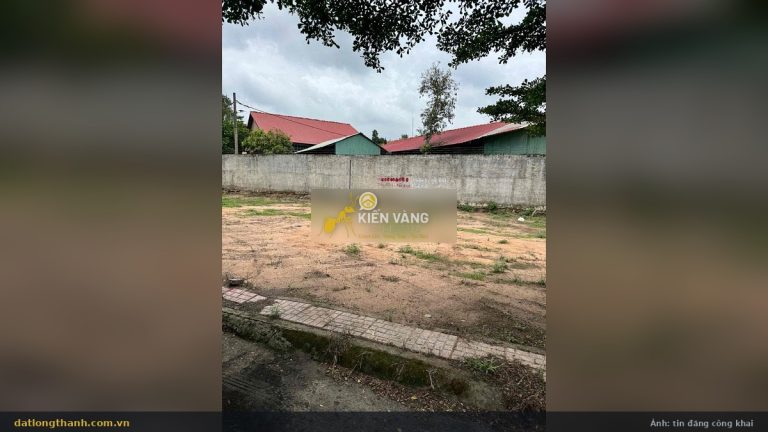 Toàn cảnh lô đất 96,2 m² xã An Phước nhìn từ đường, phía sau là khu dân cư