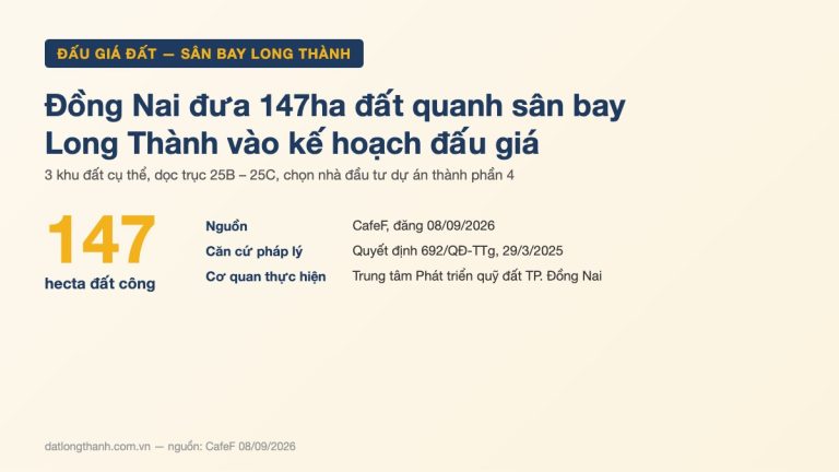 Đấu giá đất Long Thành 2026: UBND tỉnh Đồng Nai Kế hoạch 151, lô nào ra sao và người dân cần biết gì