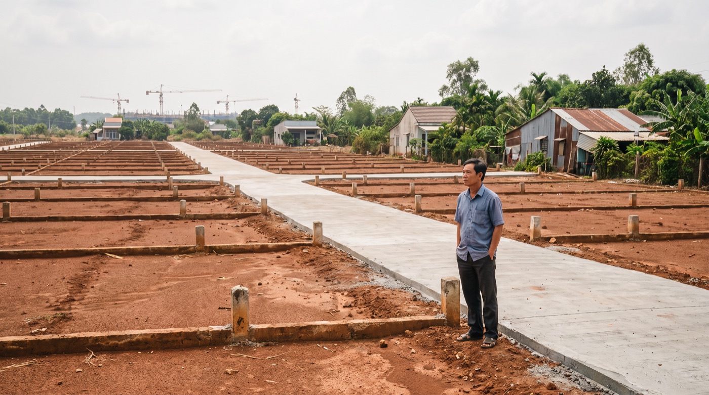 Khu đất phân lô quanh sân bay Long Thành, nơi một số dự án chào mời góp vốn