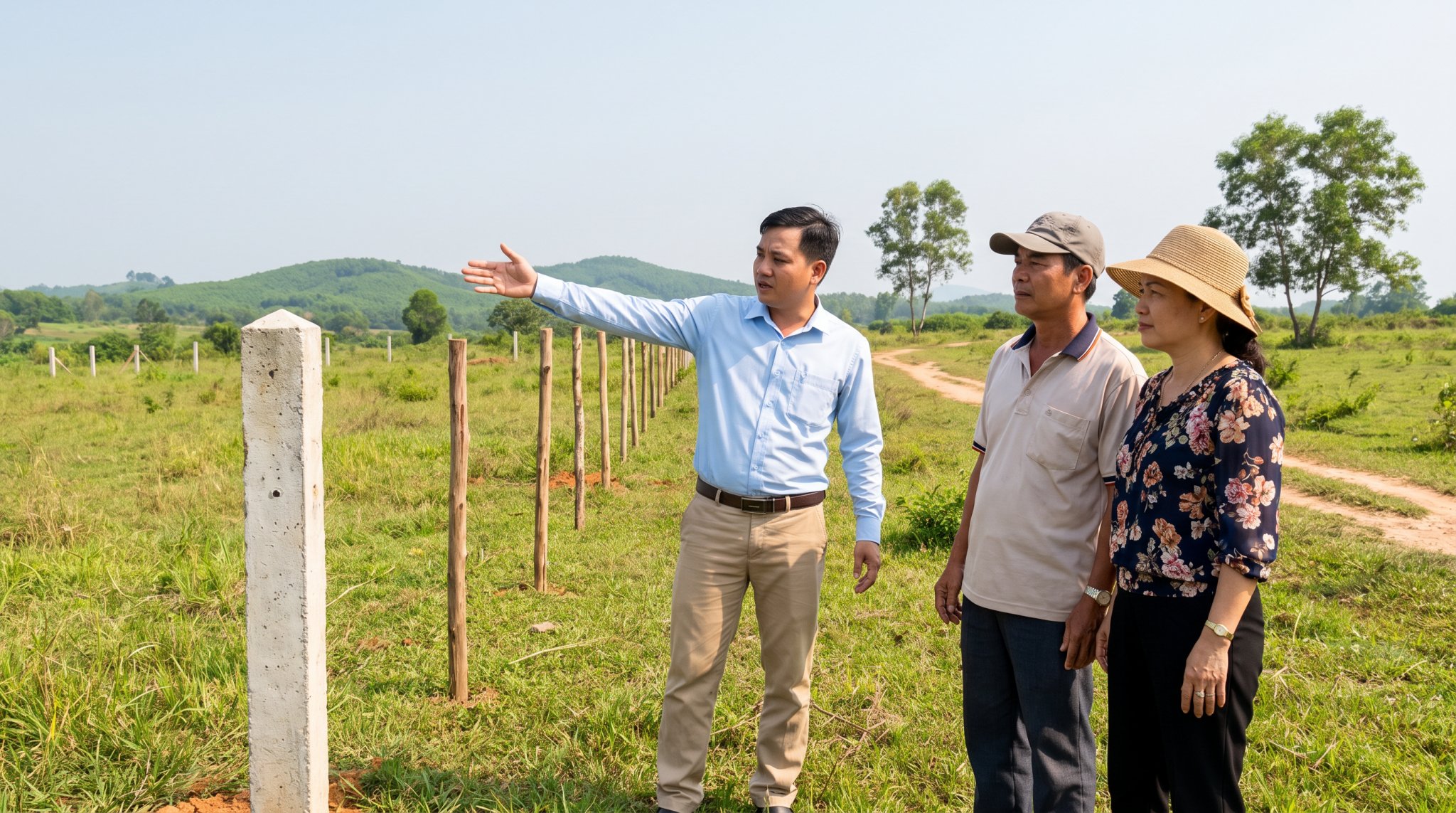 Khách xem đất Long Thành môi giới dẫn đi xem lô ký gửi
