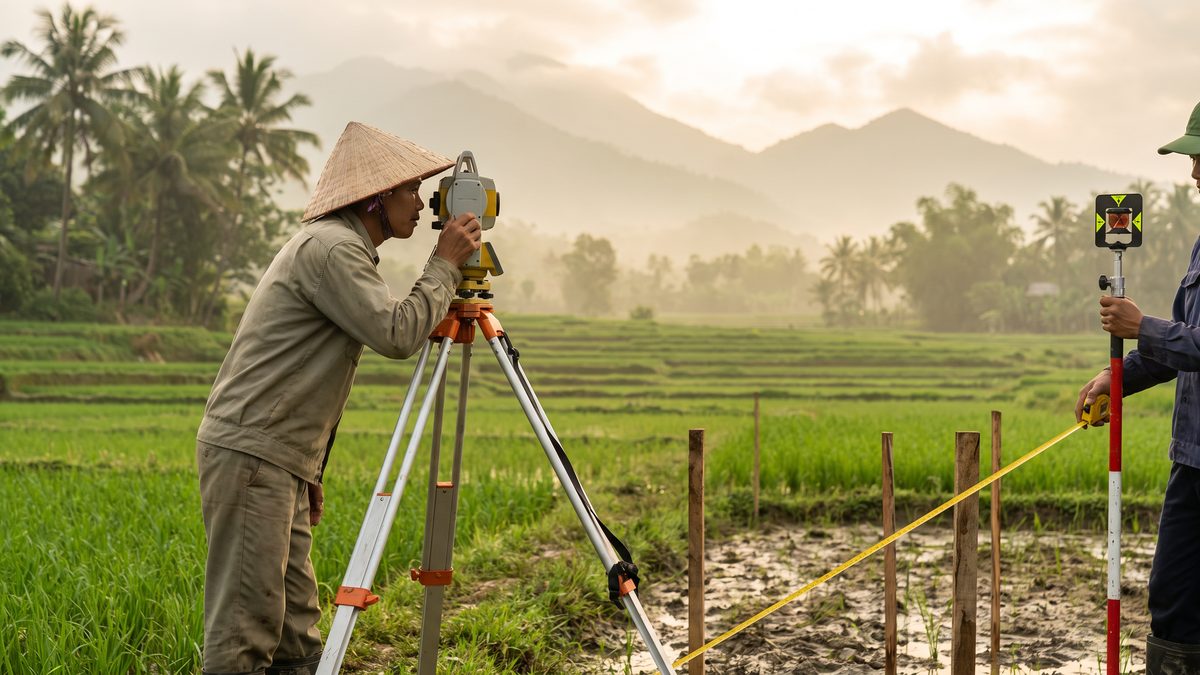 Kỹ thuật viên đo đạc lô đất bản đồ địa chính Long Thành