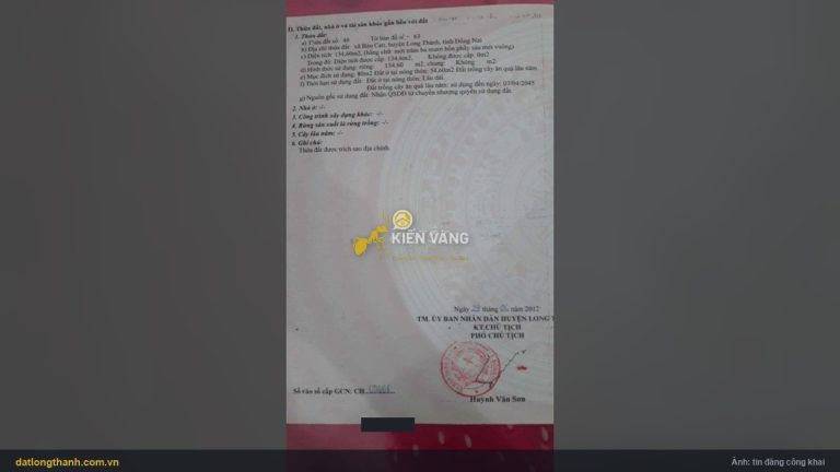Nhà 134,6 m² xã Long Phước, cách sân bay Long Thành 2 km, đang cho thuê — 1,89 tỷ