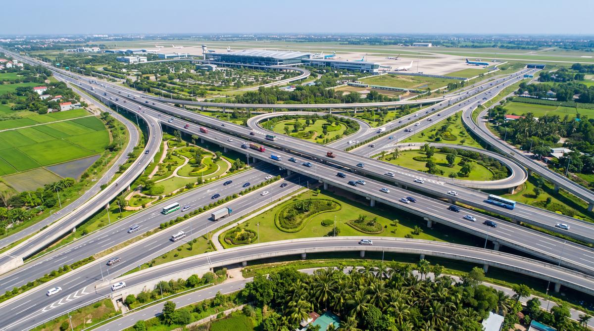 Nút giao cao tốc gần sân bay Long Thành nhìn từ trên cao hạ tầng giao thông giai đoạn 2