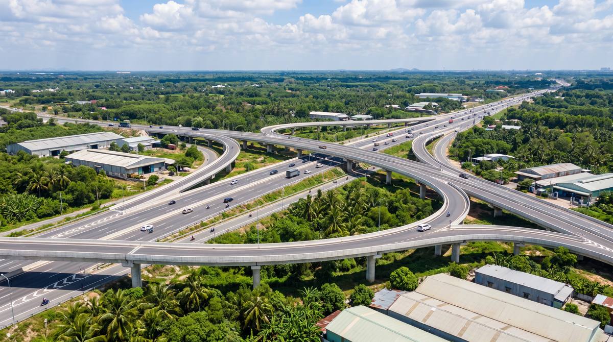 Nút giao cao tốc Long Thành Đồng Nai thi công