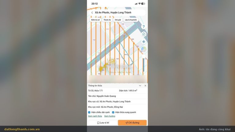 Tra cứu quy hoạch tờ 33 thửa 171 xã An Phước diện tích 149 m²