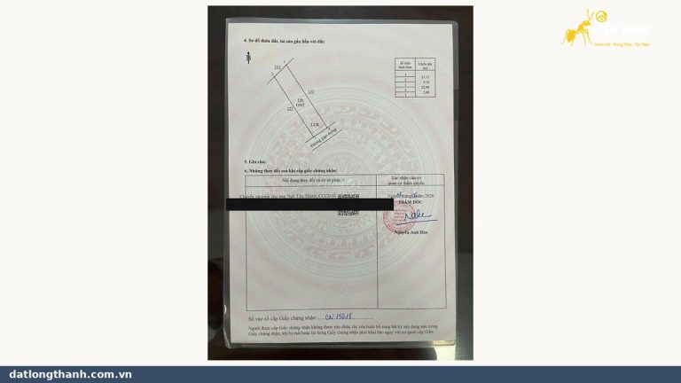 Sơ đồ thửa 156 tờ 109 lô đất 108 m² xã Long Phước