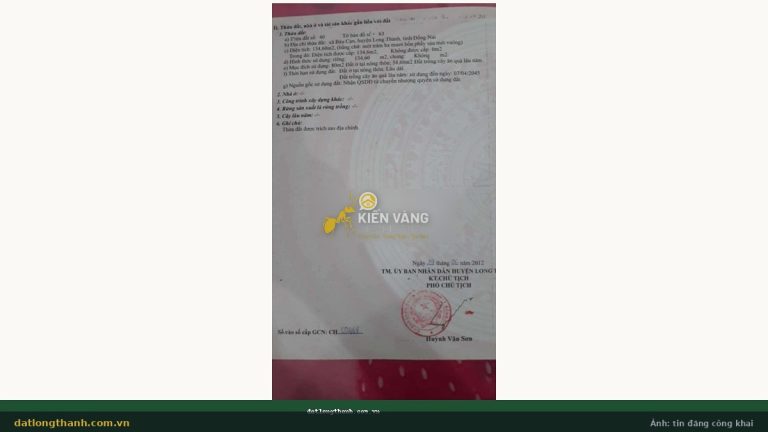 Sổ hồng GCN thửa 40 tờ 63 xã Bàu Cạn Long Phước Long Thành 134m² đất ở 80m²