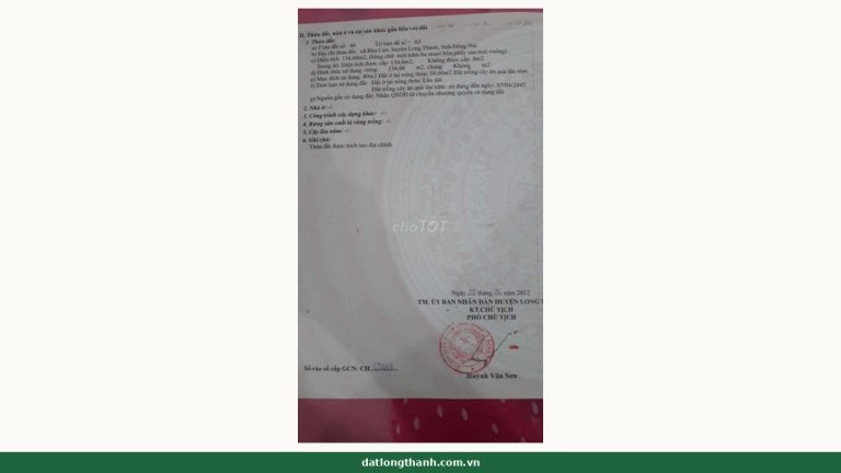 Nhà đất Long Phước 134,6m² cách cổng 2 sân bay Long Thành 300m — thổ cư 80m², giá 1,89 tỷ