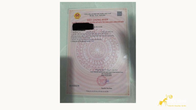Sổ đỏ trang 1 thửa đất 960,2m² xã Long An Long Thành