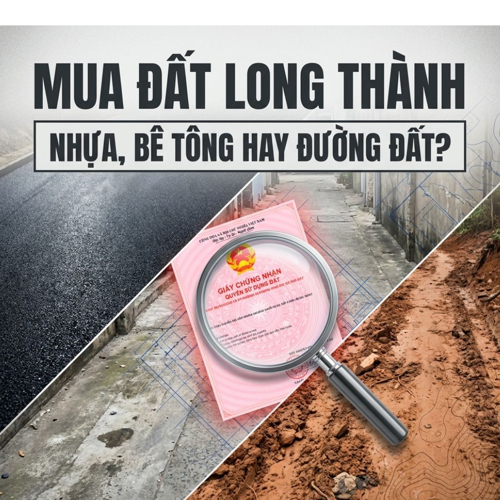 MUA ĐẤT LONG THÀNH: SO SÁNH ĐƯỜNG NHỰA, BÊ TÔNG VÀ ĐƯỜNG ĐẤT
