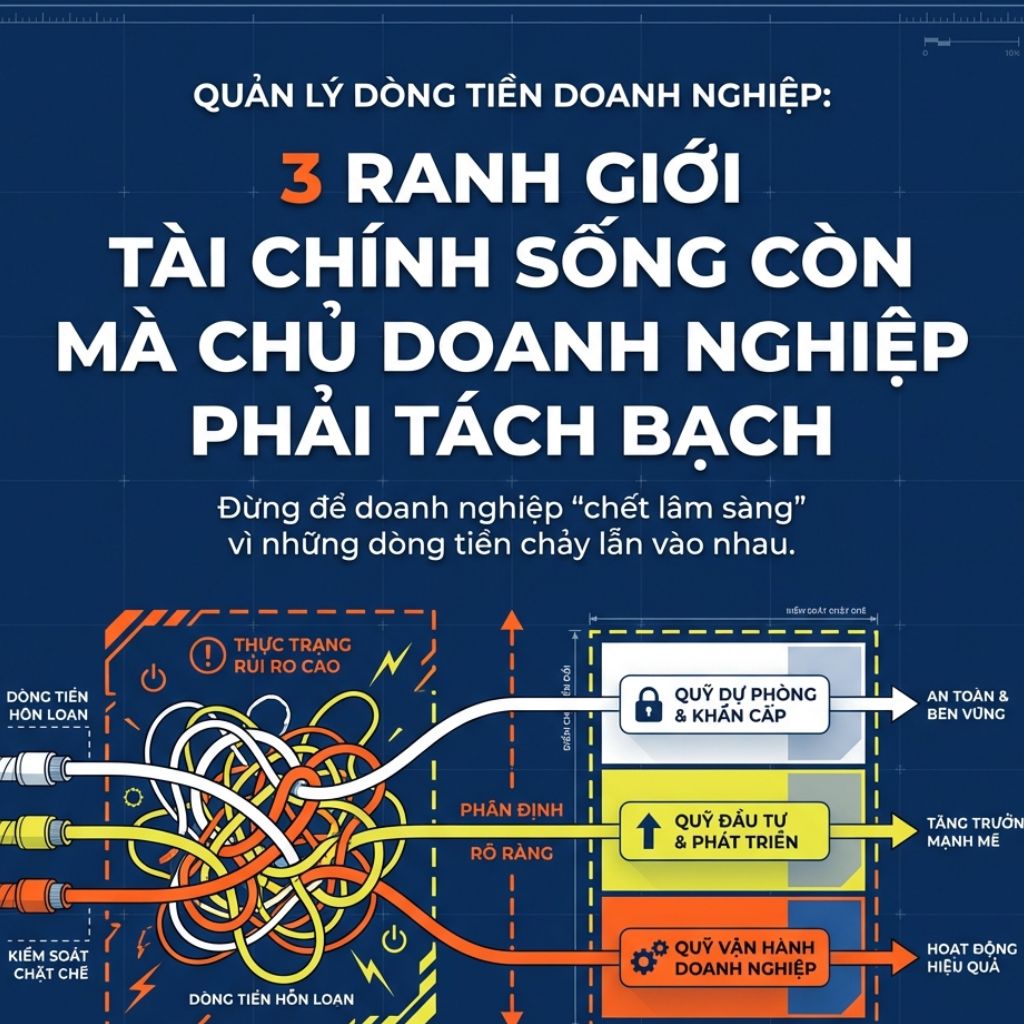 QUẢN LÝ DÒNG TIỀN DOANH NGHIỆP: 3 RANH GIỚI TÀI CHÍNH CHỦ DOANH NGHIỆP PHẢI TÁCH BẠCH
